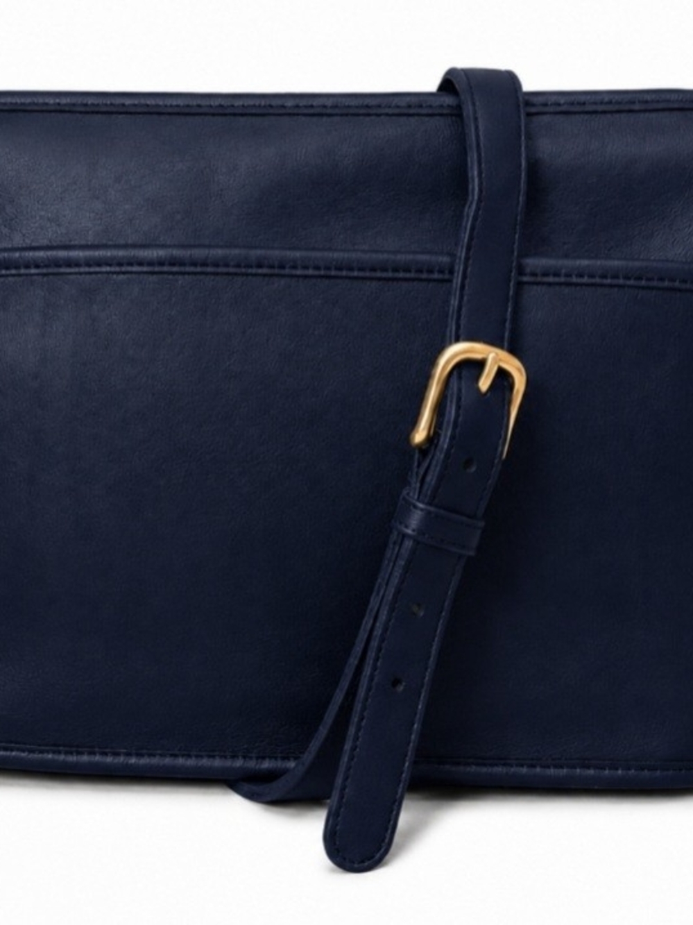 Coach Vintage 1980s Oliver Navy Glove-tanned Leather Brass Hardware